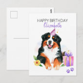 ベルン山犬の誕生日カード お名前入り ポストカード (正面/裏面)