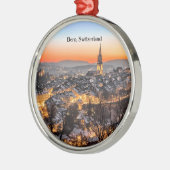 ベルン、スイスのパノラマビュー メタルオーナメント (左)