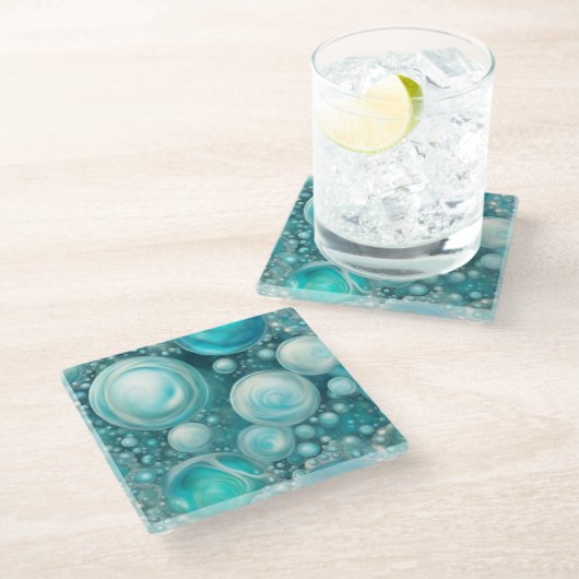 ベルーガの泡 ガラスコースター (アングル)