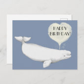 ベルーガエレガントクジライラストレーションハッピーバースデー ポストカード (正面/裏面)