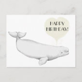 ベルーガエレガントクジライラストレーションハッピーバースデー ポストカード (正面)