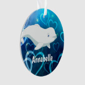 ベルーガクジラとブルーハート北極降誕祭 オーナメント (正面)
