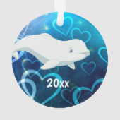 ベルーガクジラとブルーハート北極降誕祭 オーナメント (裏面)