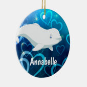 ベルーガクジラとブルーハート北極降誕祭 セラミックオーナメント (右)