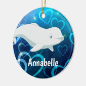 ベルーガクジラとブルーハート北極降誕祭 セラミックオーナメント (左)