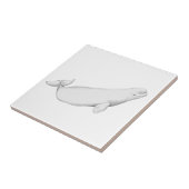 ベルーガクジライラストレーションホエールラバーギフトホワイト タイル (側面)