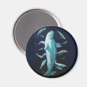 ベルーガクジラ冷蔵庫用マグネットホエールアートギフト マグネット (正面/裏面)