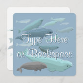 ベルーガクジラ招待状パーソナライズされたズクジラRSVP 招待状 (正面/裏面)