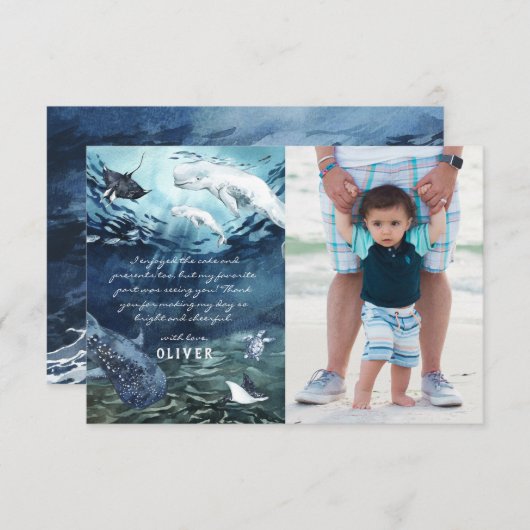 ベルーガクジラ海 |写真ありがとう サンキューカード (正面/裏面)