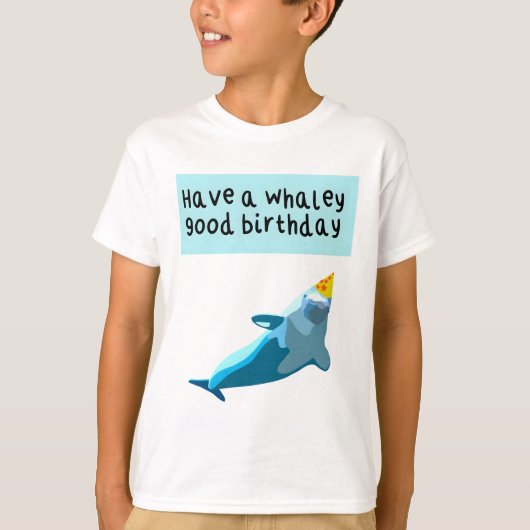 ベルーガクジラ誕生日アートワークよくはしゃぐマリンマンマ Tシャツ (正面)