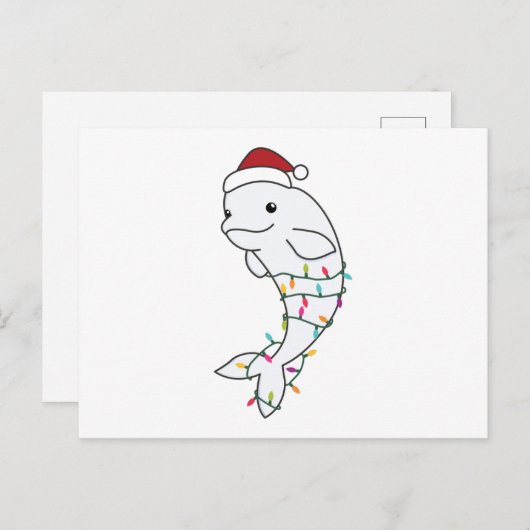 ベルーガクジラ・クリスマス冬の動物たち ポストカード (正面/裏面)