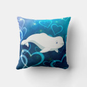 ベルーガパーソナライズされたクジラと青ハート北極圏 クッション (裏面)