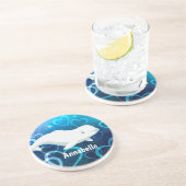 ベルーガパーソナライズされたクジラと青ハート北極圏 コースター (側面)