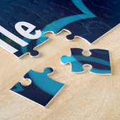 ベルーガパーソナライズされたクジラと青ハート北極圏 ジグソーパズル (側面)