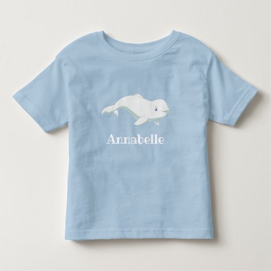 ベルーガパーソナライズされたクジラと青ハート北極圏 トドラーTシャツ (正面)