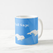 ベルーガパーソナライズされたホエールブルーとホワイト海 コーヒーマグカップ (正面右)