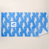 ベルーガパーソナライズされたホエールブルー、白北極地方海 ビーチタオル (正面)