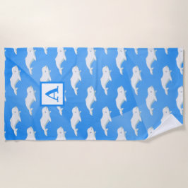 ベルーガパーソナライズされたホエールブルー、白北極地方海 ビーチタオル