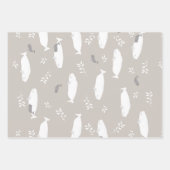 ベルーガベビーホエールオンパステルグレーイラストレーション ラッピングペーパーシート (正面3)