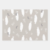 ベルーガベビーホエールオンパステルグレーイラストレーション ラッピングペーパーシート (正面2)