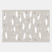 ベルーガベビーホエールオンパステルグレーイラストレーション ラッピングペーパーシート (正面)