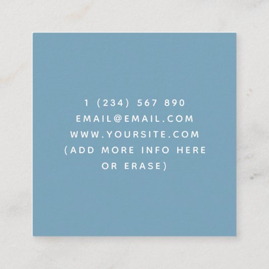 ベルーガベビーホエールパステルブルーチャイルドケアベビーシッター スクエア名刺 (裏面)