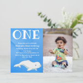 ベルーガホエールアークティック海写真ファースト誕生日 招待状 (スタンド正面)