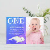 ベルーガホエールアークティック海写真ファースト誕生日 招待状 (スタンド正面)