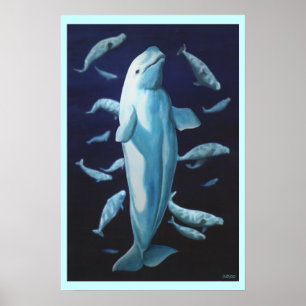 ベルーガホエールアートプリントマリネライフホエー絵画ルズ ポスター