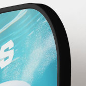 ベルーガホエールカートゥーンブルーグリーン北極海 ピックルボールラケット (左詳細)