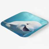 ベルーガホエールカートゥーンブルーグリーン北極海 ペーパープレート (傾斜あり)