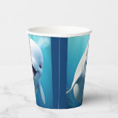 ベルーガホエールカートゥーンブルーグリーン北極海 紙コップ (右)