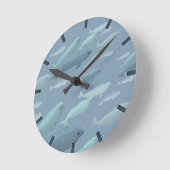 ベルーガホエールクロックベルーガホエールアートウォールクロック ラウンド壁時計 (傾斜)