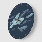 ベルーガホエールクロックベルーガホエールデコールホエールギフト ラージ壁時計 (傾斜)