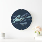 ベルーガホエールクロックベルーガホエールデコールホエールギフト ラージ壁時計 (ホーム)