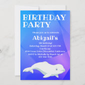 ベルーガホエールブルーとピンク北極海誕生日 招待状 (正面)