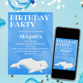 ベルーガホエールブルーとホワイトアークティック海誕生日 招待状