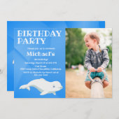 ベルーガホエールブルー北極海写真誕生日 招待状 (正面/裏面)