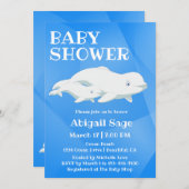 ベルーガホエールブルー白北極海赤ちゃんシャワー 招待状 (正面/裏面)
