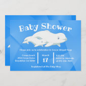 ベルーガホエールブルー白北極海赤ちゃんシャワー 招待状 (正面/裏面)
