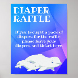 ベルーガホエールブルー,ピンク北極海ベビーシャワー ポスター