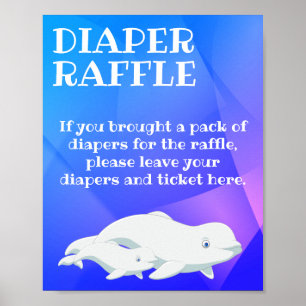 ベルーガホエールブルー,ピンク北極海ベビーシャワー ポスター