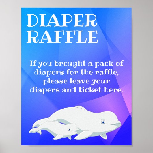 ベルーガホエールブルー,ピンク北極海ベビーシャワー ポスター (正面)