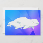 ベルーガホエールブルー，ピンク北極海ベビーシャワー 招待状 (裏面)