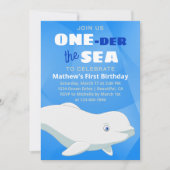 ベルーガホエールホワイト北極海ファースト誕生日 招待状 (正面)