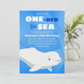 ベルーガホエールホワイト北極海ファースト誕生日 招待状 (スタンド正面)