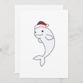 ベルーガホエールメリークリスマス冬の動物クジラ シーズンカード (正面/裏面)
