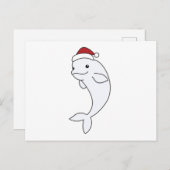 ベルーガホエールメリークリスマス冬の動物クジラ ポストカード (正面/裏面)