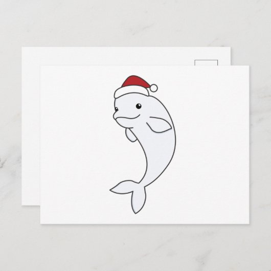 ベルーガホエールメリークリスマス冬の動物クジラ ポストカード (正面/裏面)
