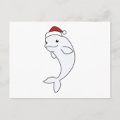 ベルーガホエールメリークリスマス冬の動物クジラ ポストカード (正面)